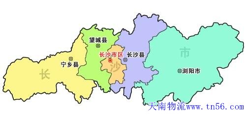 東莞到長沙市物流地圖