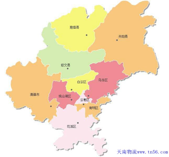 東莞到貴陽(yáng)市物流地圖