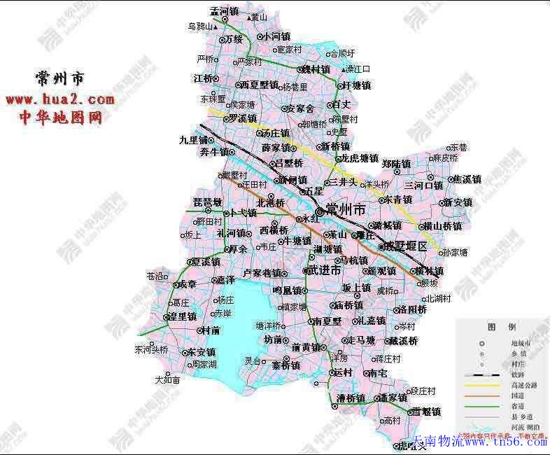 東莞到常州市物流地圖